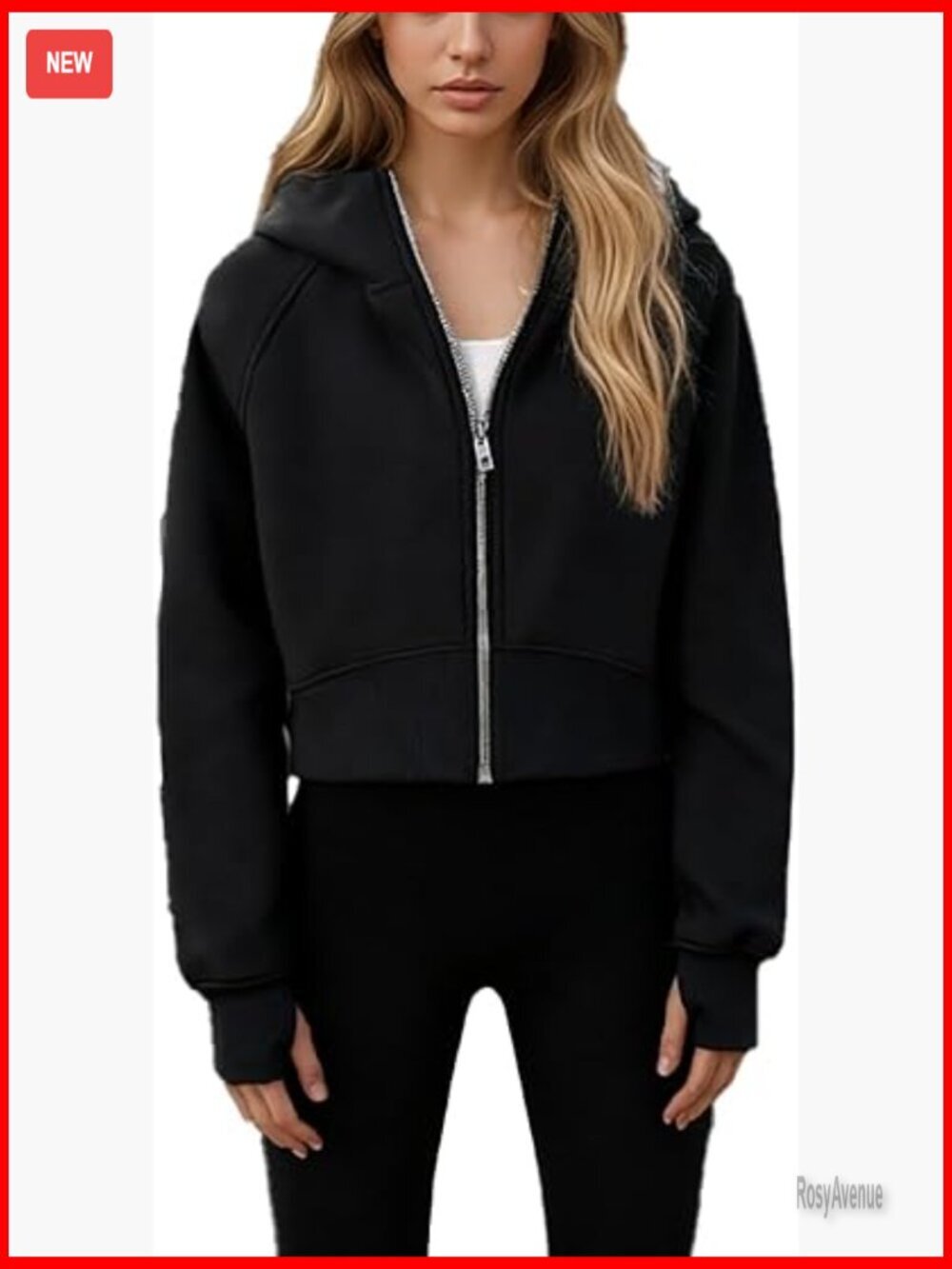 Y2K Thumbhole Cropped Hoodie Jacket Fleece Zip Up Sweatshirt Long Sleeve Women